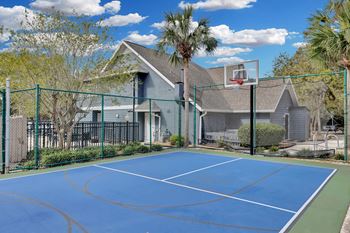 Blue basketball court